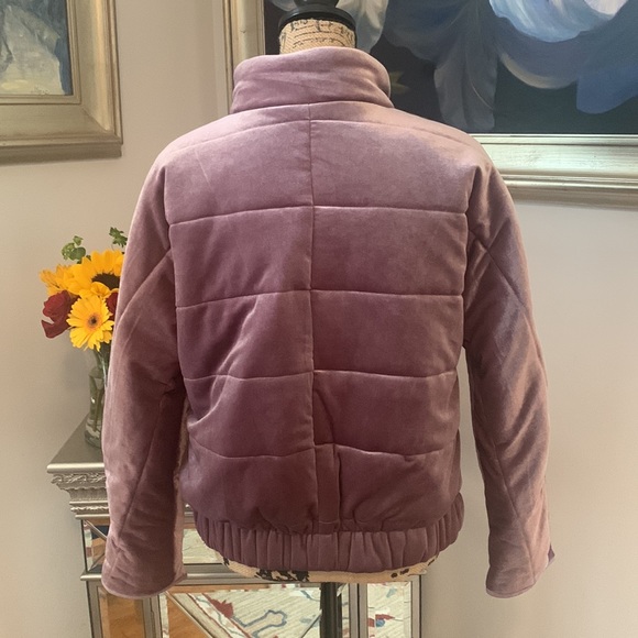 Rachel Parcell Velvet lavender purple jacket designer Fall pink thread 6 M - Picture 6 of 10